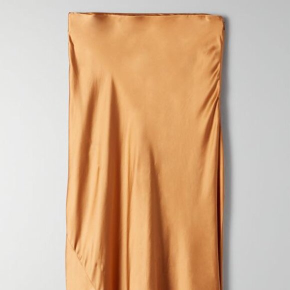 Aritzia Wilfred Only Slip Midi Skirt (Molten Camel) Size 4 Small - Picture 1 of 5